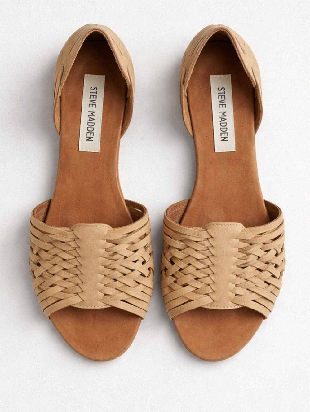 Steve Madden Woven Leather Slide Sandals | Tan Huarache Style | Size 7